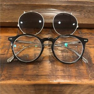 Oliver Peoples x Brunello Cucinelli Eduardo Glasses with Clip-On Sunglasses